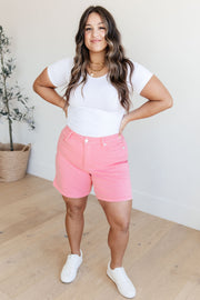 Jenna High Rise Control Top Cuffed Shorts in Pink