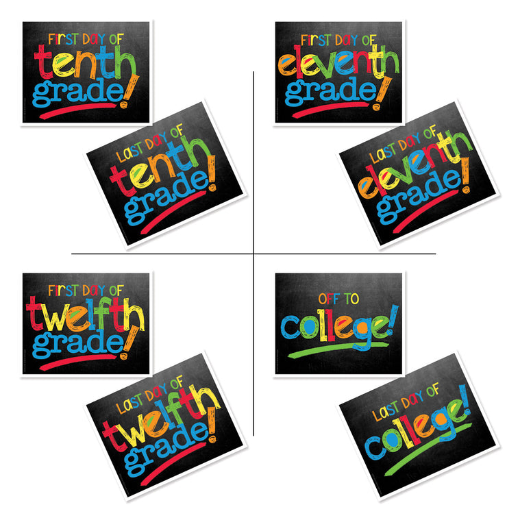 First & Last Day of School Signs | Photo Prop Deck | 17 Grades including T-K | (4) Styles - Denise Albright® 