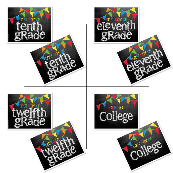 First & Last Day of School Signs | Photo Prop Deck | 17 Grades including T-K | (4) Styles - Denise Albright® 