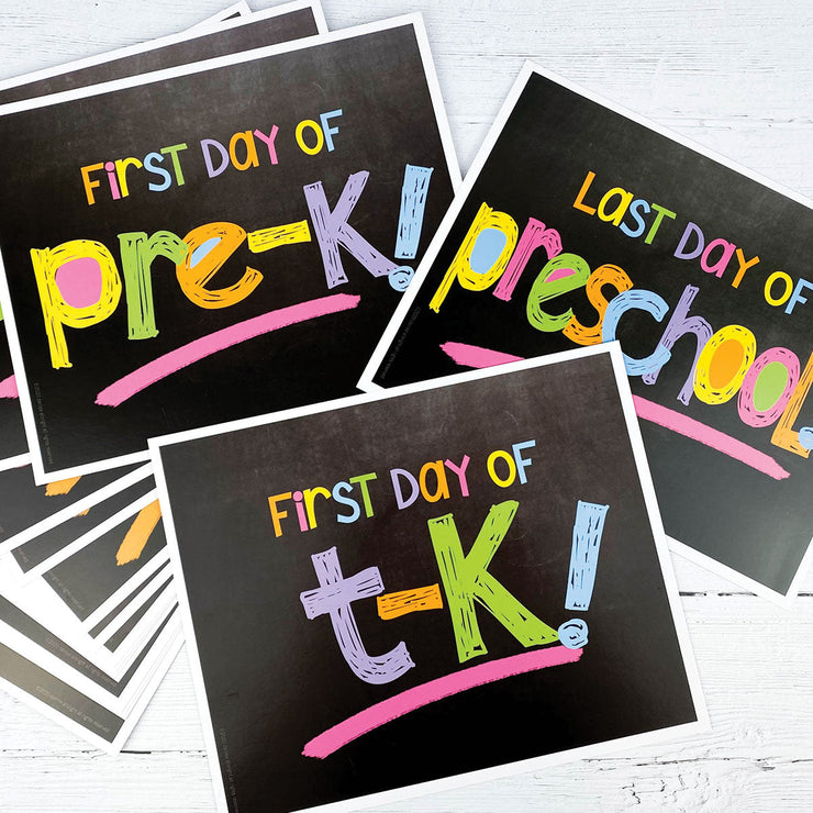 First & Last Day of School Signs | Photo Prop Deck | 17 Grades including T-K | (4) Styles - Denise Albright® 